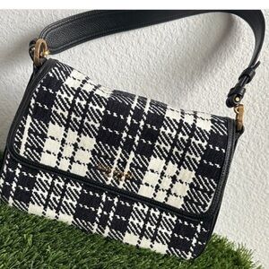 New Kate Spade Black and white Hudson medium Jacquard convertible shoulder bag